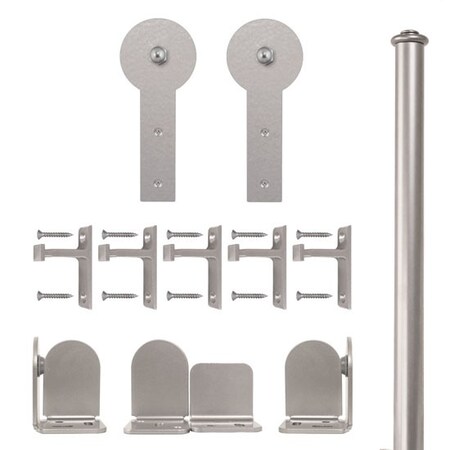 Quiet Glide Satin Nickel 72 in Round Stick Sliding Door Hardware QG.1300.RS.02